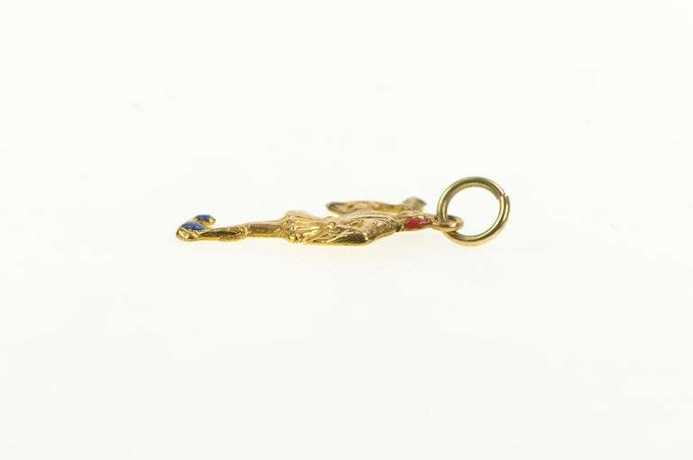 14K Yellow Gold Enamel Renaissance Court Trumpet Player Charm/Pendant