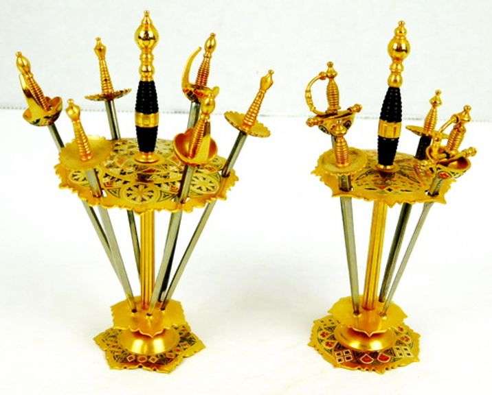 2 Spanish Damascene H'dourves Appetizer Sets