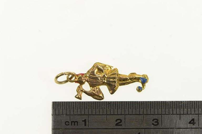 14K Yellow Gold Enamel Renaissance Court Trumpet Player Charm/Pendant