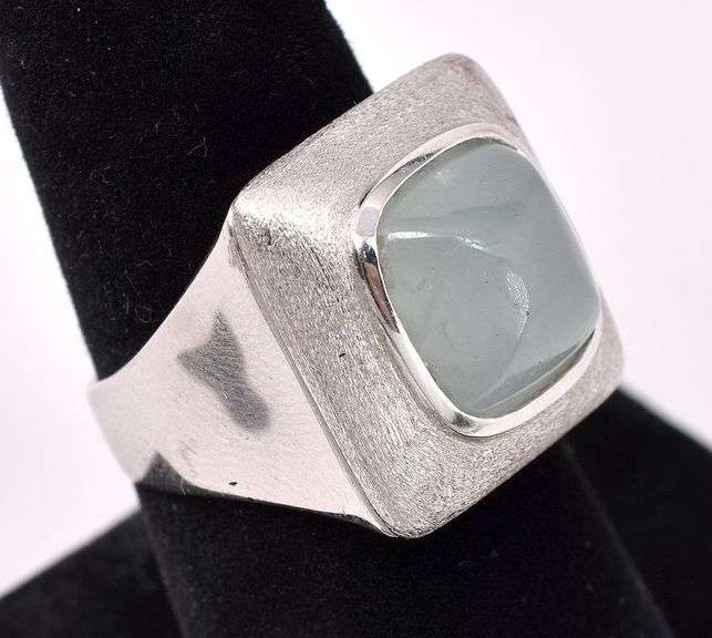 Opulent White Gemstone Ring In 14K White Gold