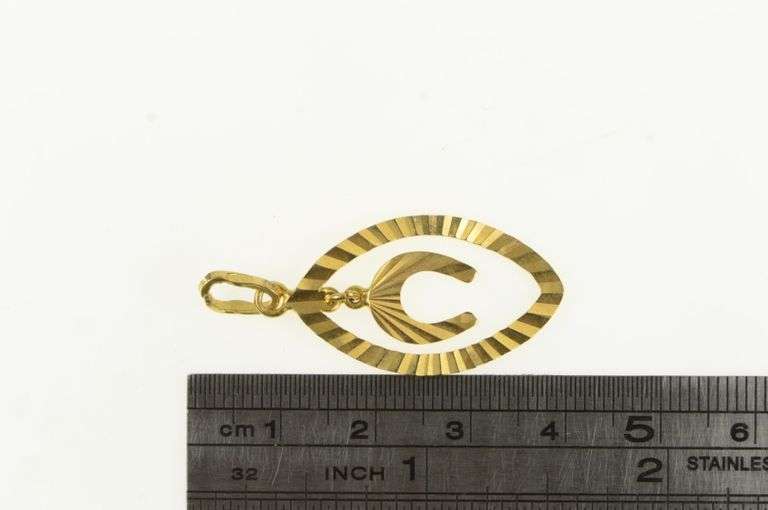 18K Yellow Gold Retro Horse Shoe Dangle Lucky Good Luck Charm/Pendant