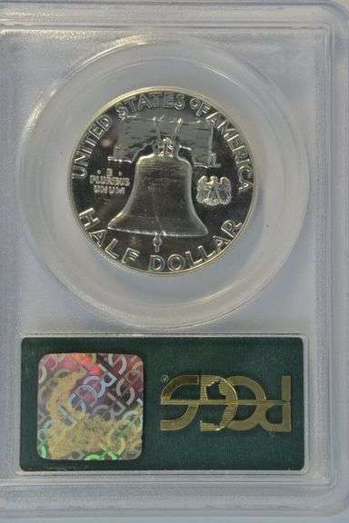 Superb Gem Proof 1956 Franklin Half Dollar. Old PCGS PR67 holder