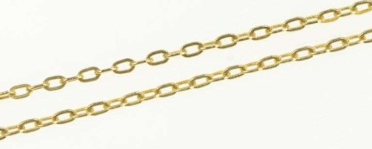 14K Yellow Gold 1.6mm Cable Oval Link Vintage Classic Chain Necklace