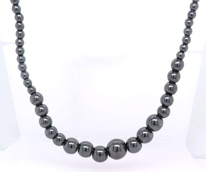 Set of Hematite Necklace Bracelet and Earrings