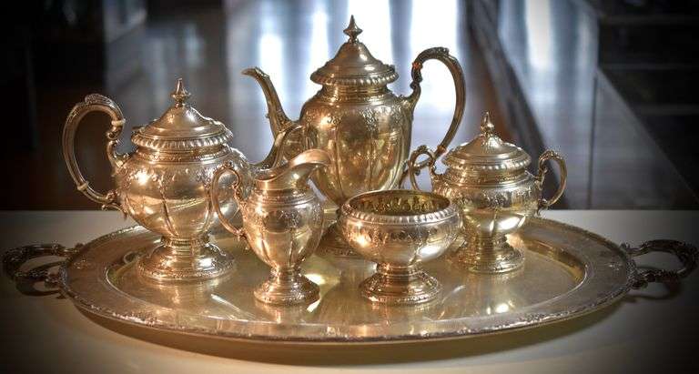 Stunning 5-Piece Sterling Towle Tea Set with Tray
