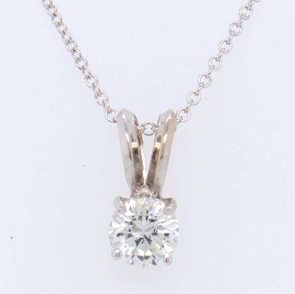 Sparkling White Gold Diamond Solitaire Pendant on Chain