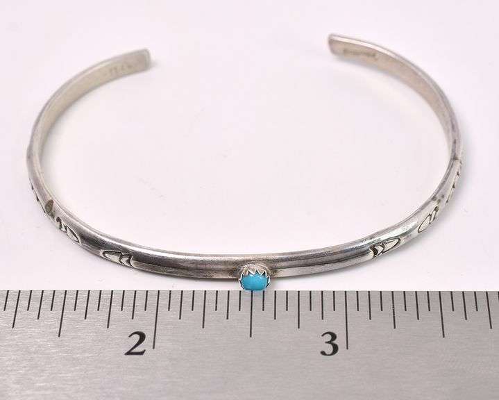Navajo Turquoise Cuff Bracelet In Sterling Silver