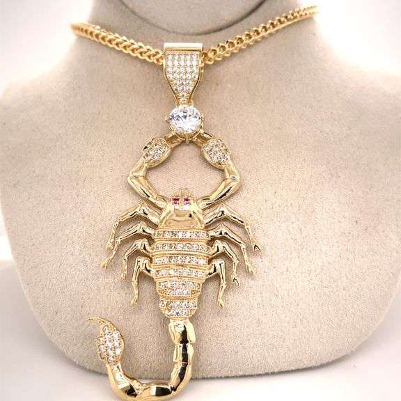 14K YELLOW GOLD SCORPIO CHARM WITH CHAIN