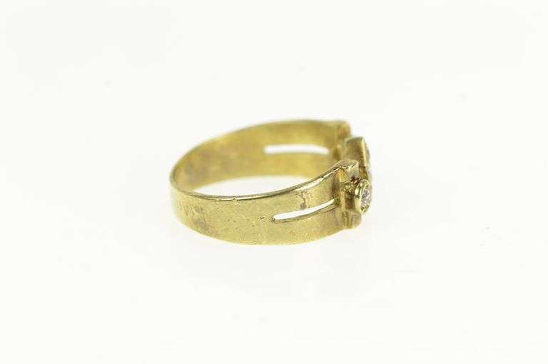 14K Yellow Gold Art Deco Diamond Ruby Ornate Statement Ring