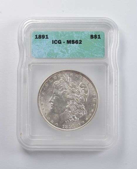 MS62 1891 Morgan Silver Dollar ICG