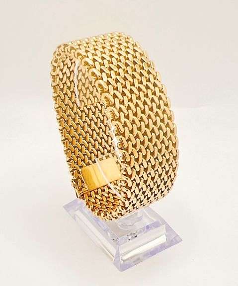 BEAUTIFUL 1970'S ART DECO 18KT SOLID YELLOW GOLD WIDE BRACELET- 184.0+ GRAMS OF GOLD!