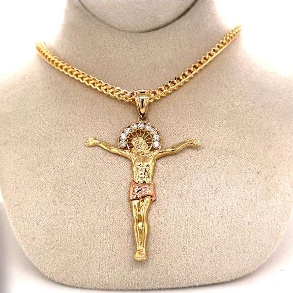 14K YELLOW AND ROSE GOLD RELIGION CHARM WITH CHAIN