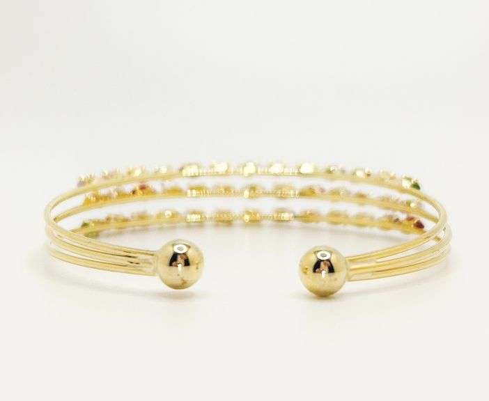 18kt Yellow Gold Plated Gemstone Bangle Bracelet