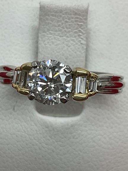 CERTIFIED LADIES 18K AND PLATINUM DIAMOND ENGAGEMENT RING