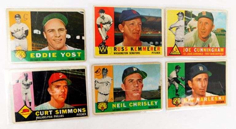 6 Topps 1960 Baseball Cards