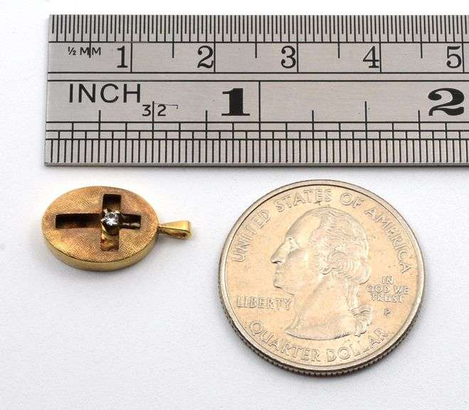 Unusual Small Cross Pendant with Diamond
