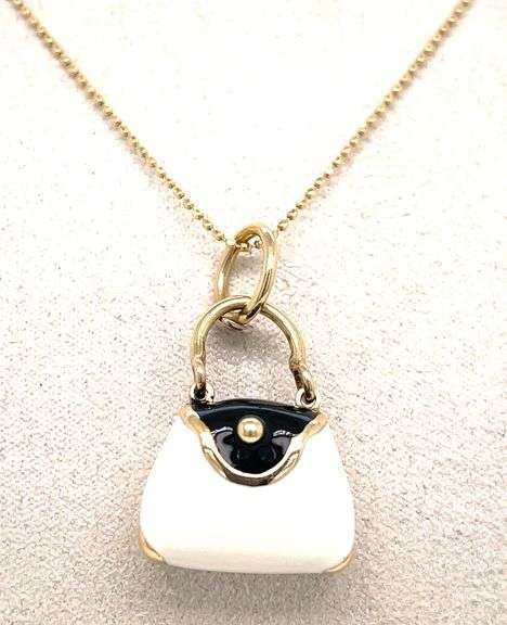 Michael Anthony 14K YELLOW GOLD ENAMEL "PURSE" CHARM NECKLACE