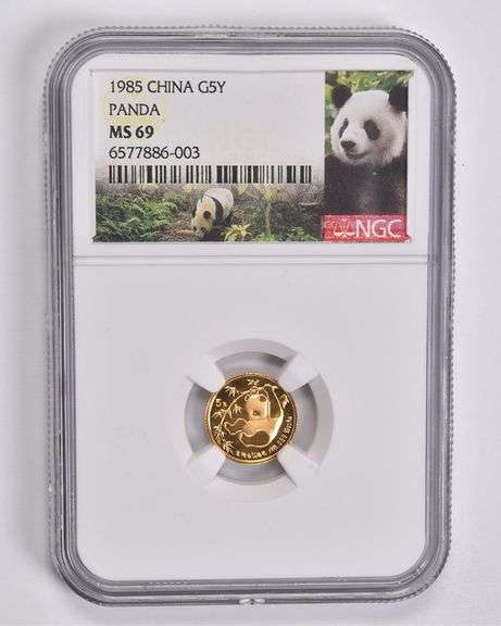 MS69 1985 China 5 Yuan 1/20 Oz. .999 Fine Gold Panda NGC