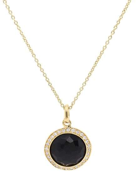 Ippolita Lollipop Black Onyx and Diamond Small Pendant Necklace in 18K