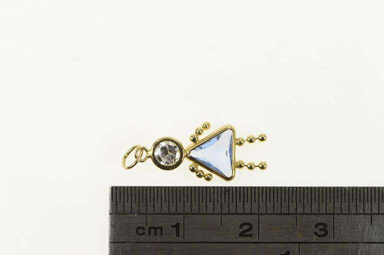 14K Yellow Gold Birthstone Baby September Sim. Sapphire Charm/Pendant