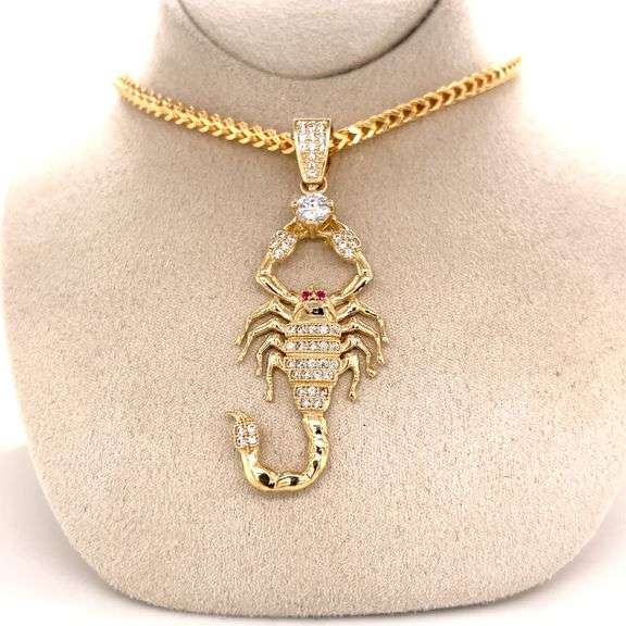 14K YELLOW GOLD SCORPIO CHARM WITH CHAIN