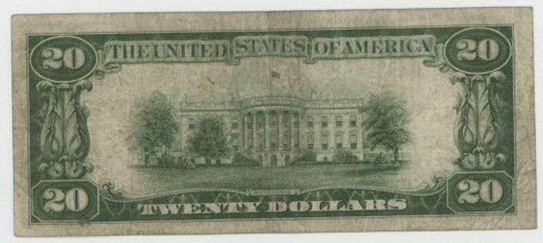 Scarce 1928 Series Small Size $20 Gold Certificate. Nice