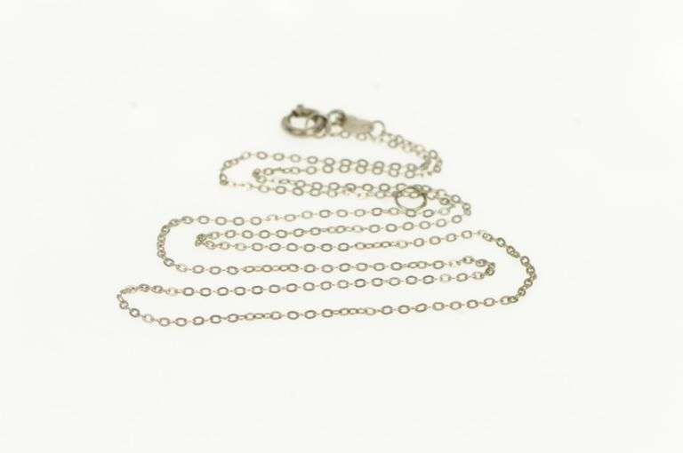 18K White Gold 1.0mm Cable Link Vintage Simple Chain Necklace