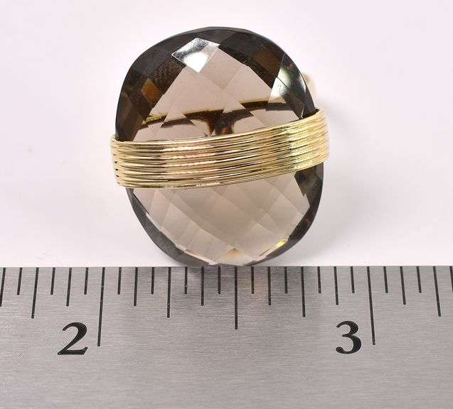 Impressive Smoky Quartz Ring In 14K Yellow Gold