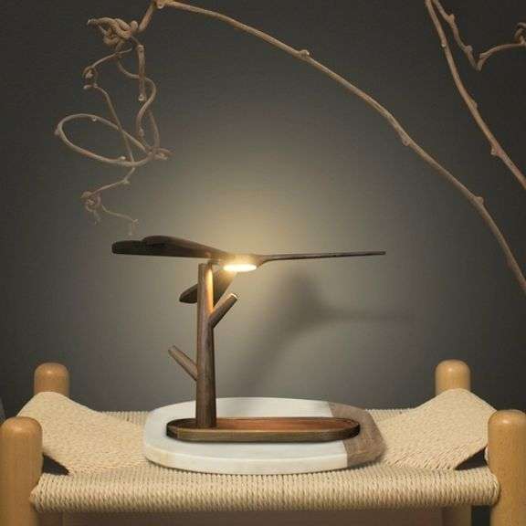 Dragonfly Balancing Lamp, Handcrafted Wood Lamp