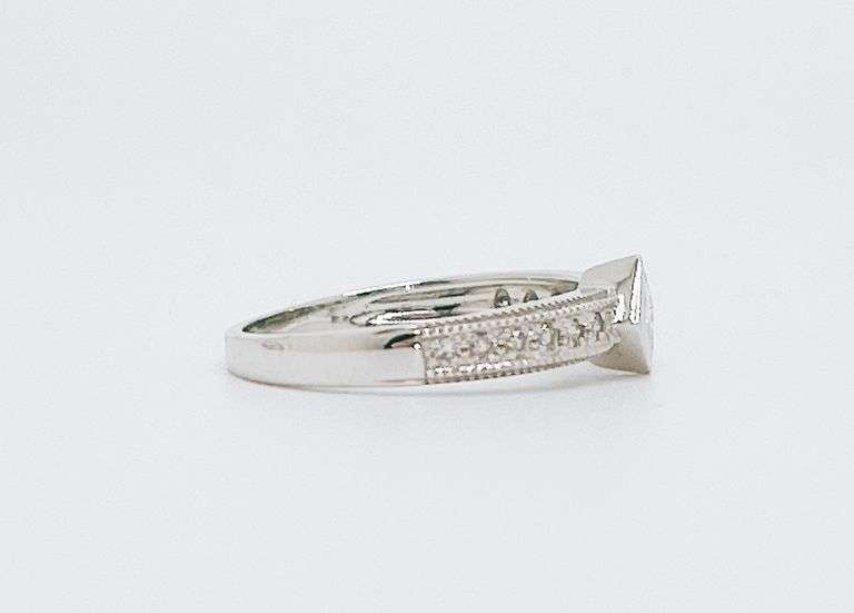14kt Solid White Gold & Diamond Band Ring