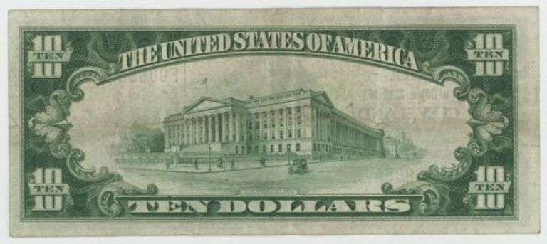 Nice Scarcer 1929 Series $10 National of Cleveland, Ohio (4318)