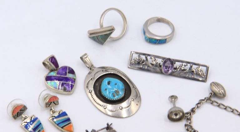Group Lot of Vintage 925 Sterling Silver Jewelry