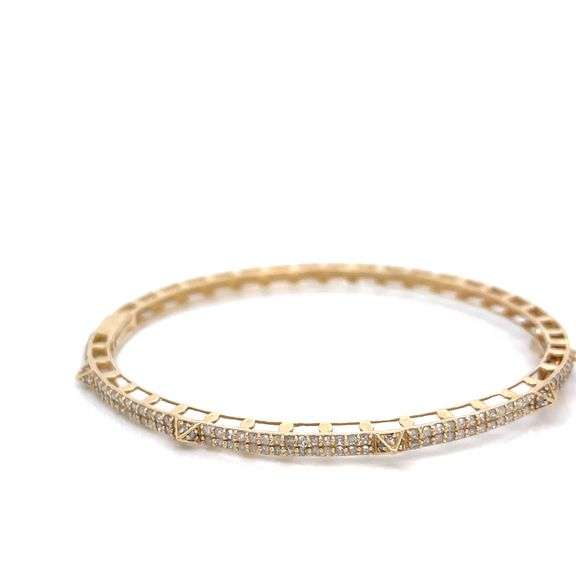 14K YELLOW GOLD PYRAMID BANGLE WITH DIAMONDS