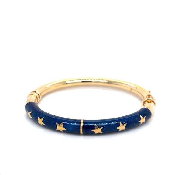 14K YELLOW GOLD CELESTIAL INLAY BANGLE