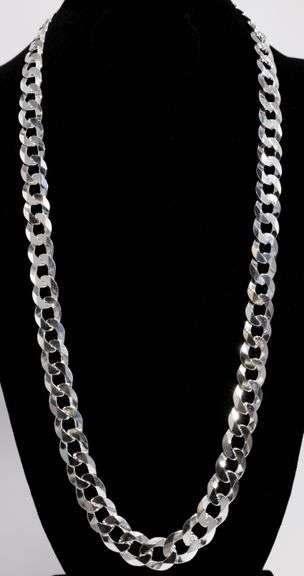 Men's 13mm Solid .925 Sterling Silver Flat Curb Chain Link Italy Necklace 24"