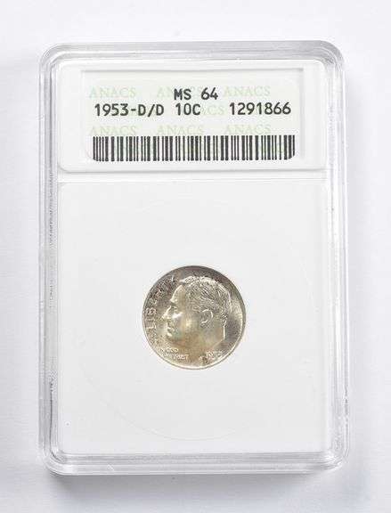 MS64 1953-D/D Roosevelt Dime ANACS