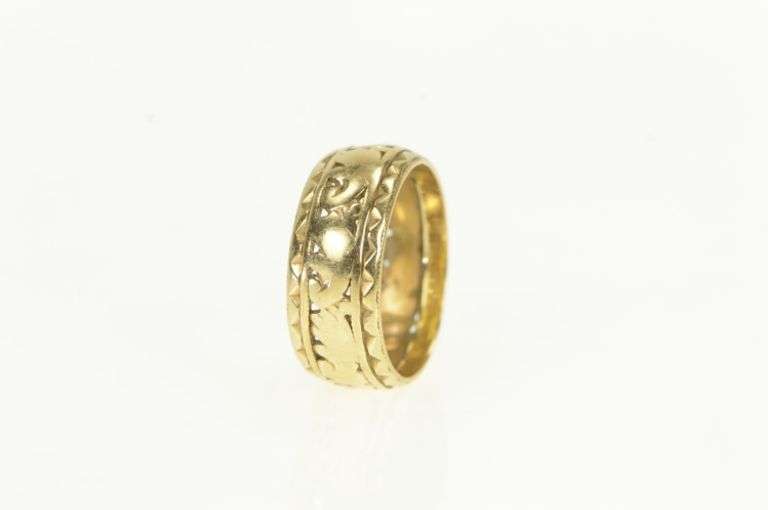 14K Yellow Gold 1930's Scroll Pattern Ornate Vintage Wedding Ring