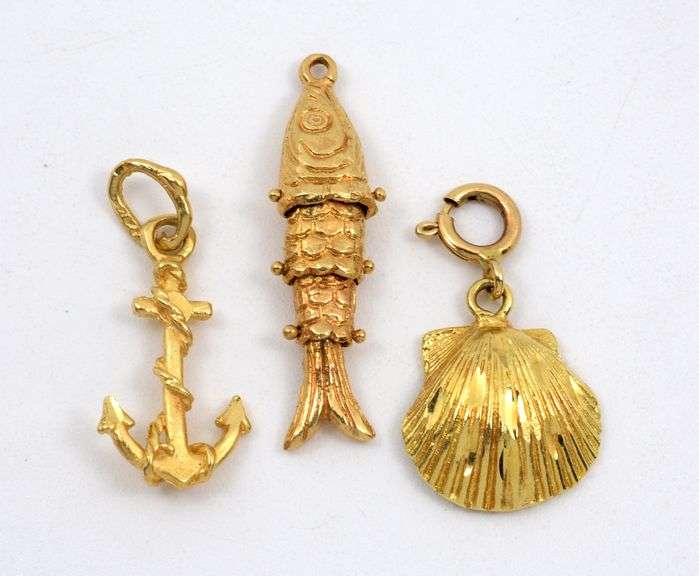 Group of 3 Seashore Themed 14k Pendants