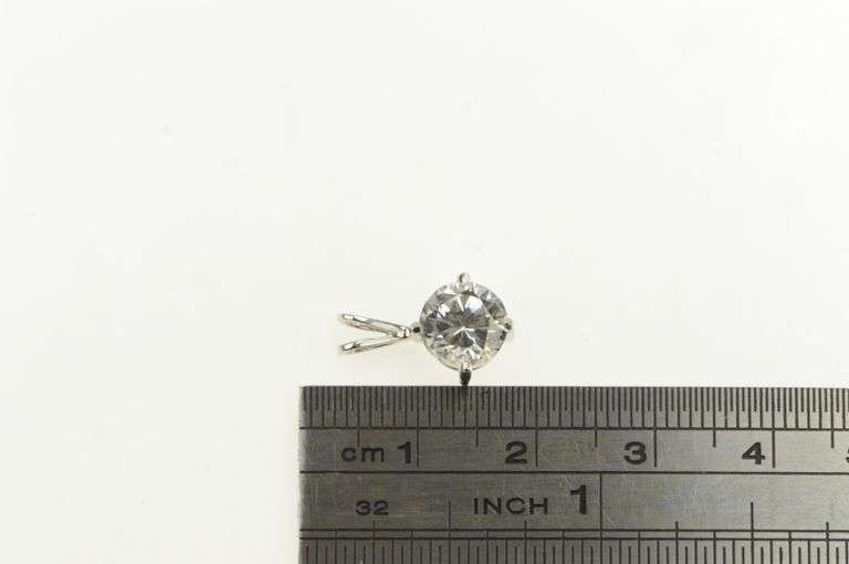 14K White Gold Round Solitaire Cubic Zirconia Classic Simple Pendant