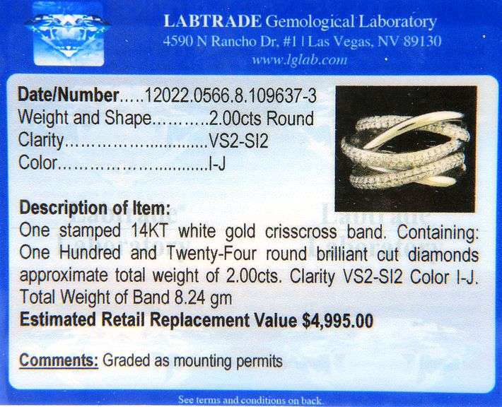 2.00ctw Pave Diamond Multi Row Crossover Ring in 14K