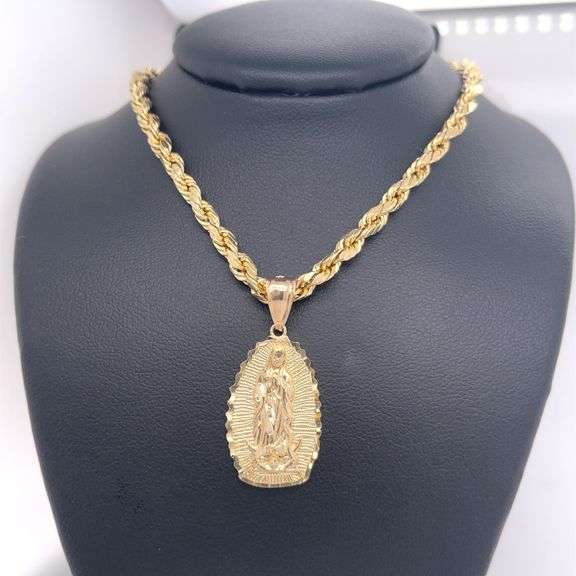 14K YELLOW GOLD MIRACULOUS MEDALLION WITH CHAIN