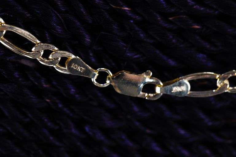 10k Yellow Gold-Hollow Figaro Link Chain 4.3mm 100 Gauge Necklace 20"