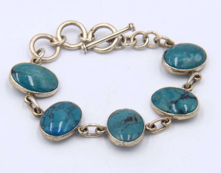 Vintage 925 Sterling Silver Turquoise Bracelet