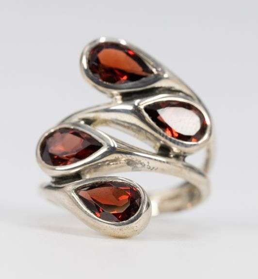 Sterling Silver Natural Garnet Gemstone Ring Size 10
