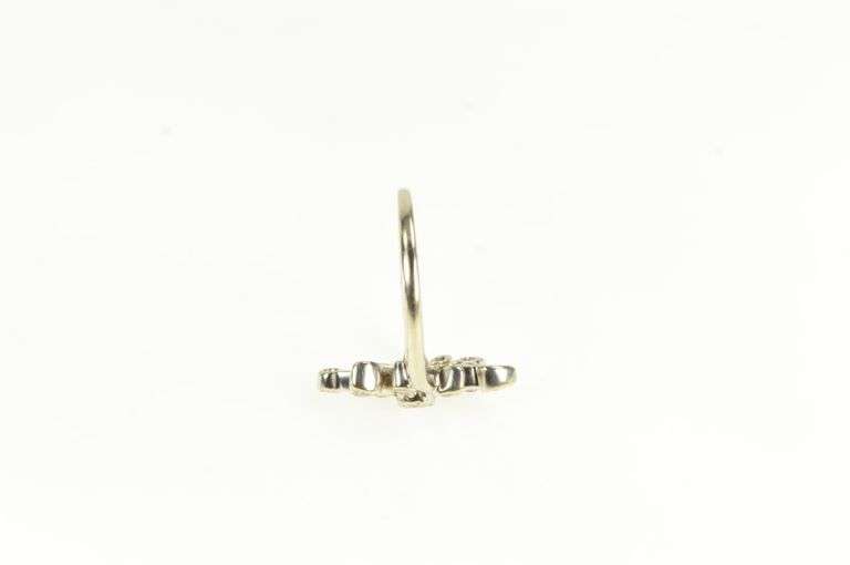 14K White Gold 1950's Diamond Floral Bypass Vintage Ring