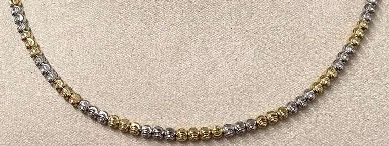 14kt Solid Tri-Color Gold Beaded Necklace