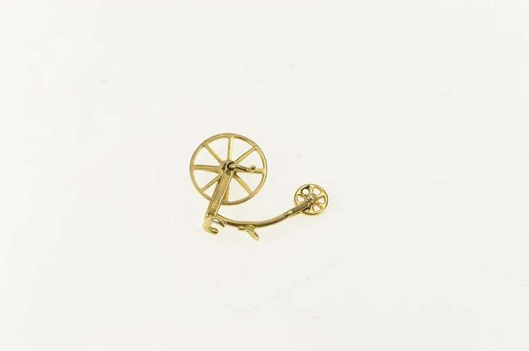 14K Yellow Gold 3D Penny Farthing Bicycle Articulated Charm/Pendant