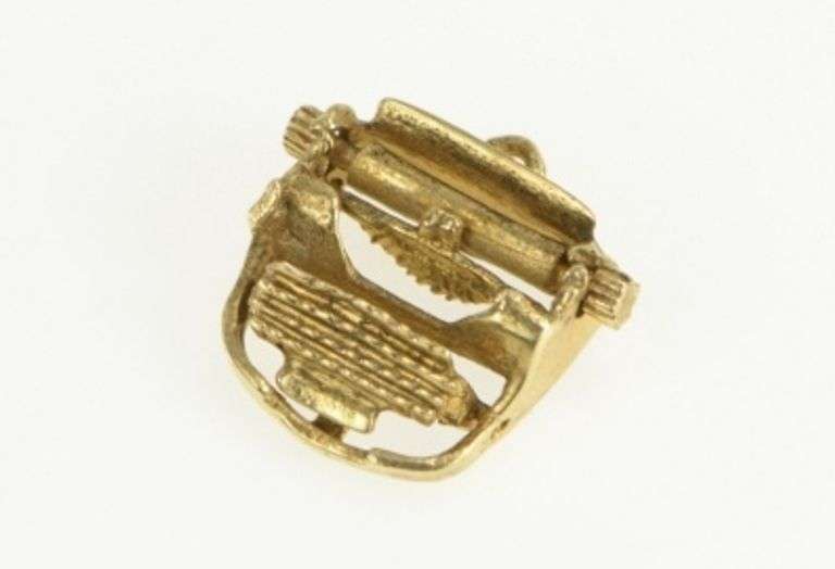 14K Yellow Gold Articulated Typewriter Author Journalism Charm/Pendant