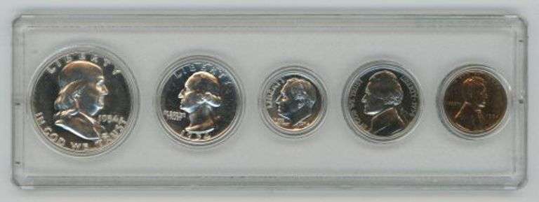 Superb Gem 5-pc 1954 US Proof Set in custom holder