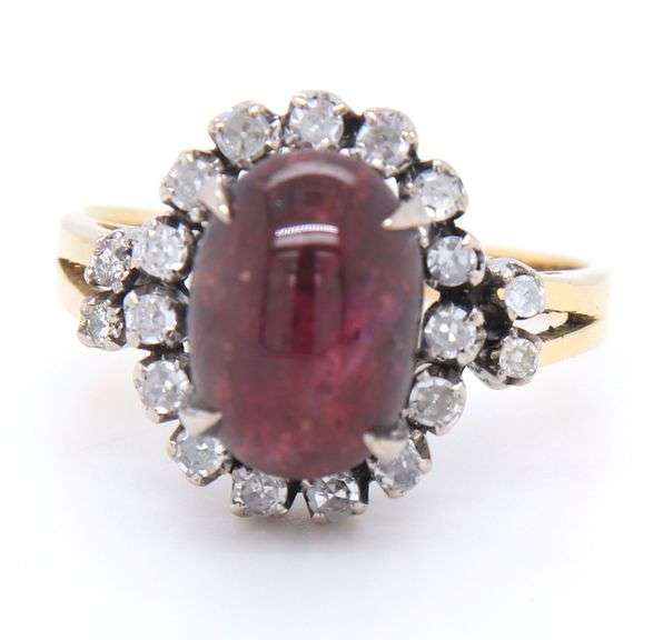 Antique Ruby and Single Cut Diamond Ring
